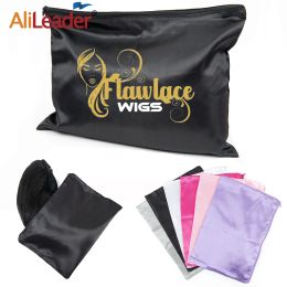 Bags Zipper Satin Wig Bag 35X25Cm Satin Silk Hair Extensions Packaging/Storage Bags For Multiple Wigs Bundles Hairpiece Packaging Bag