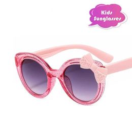 Sunglasses 2024 Lovely Cat Eye Children Sunglasses Personality Bowknot Sun Glasses Kids Cute Baby Eyewear Trend Girls Boy Eyeglasses 240423