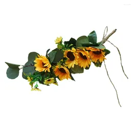 Decorative Flowers Chair Back Flower Fake Decoration Front Door Ornament Lovely Sunflower Adornment Silk Material Realistic Banquet