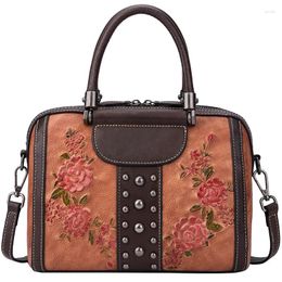 Bag YourSeason Cow Leather Ladies Hand Painted Floral Handbag Large Capacity Womens Cowhide Shoulder Crossbody Bags Vintage 2024