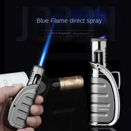 Portable Straight Blue Flame Lighter High Quality Butane Flame Gun Shaped Cigarette Without Gas Torch Lighter