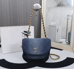 Designer denim lady Luxury Handbag Shoulder Chain Bag Clutch Flap Totes Bags Wallet Cheque Velour Thread Purse Double Letters Solid Hasp Waist Square Stripes