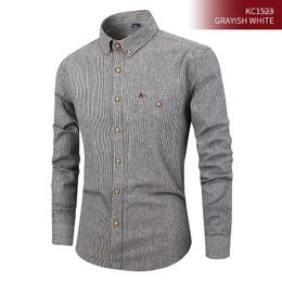 Men's Dress Shirts 2024 Long Sleeve Striped Camisa Plaid Office Social Business Standard Fit Cotton High Quality Tops