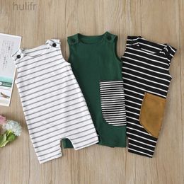 Rompers New Baby Boys Girls Clothes Newborn Romper Infant Jumpsuit Summer Cotton Striped Patchwork Baby Rompers Baby Clothes 0-24M d240425