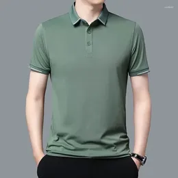 Men's Polos Fashion Men Short Sleeve Solid Polo Shirts Summer Quick Dry Breathable Male Clothes Business Daily Casual Lapel Loose Tops