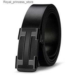 Belts 2024 Famous Leisure 3.4cm Wide Brand Mens Belt Top Quality Mens Genuine Leather Belt Luxury Mens Belt Metal Automatic Buckle Q240425