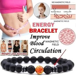 Charm Bracelets 8mm Black Volcanic Stone Energy Bracelet Classical Fashion Magnetic Anklet Colourful Frosted Beads Jewellery