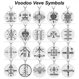 Pendant Necklaces HLSS120-139 Silver Colour Voodoo Veve Symbols Sigil Charm Jewellery Vodou Lwa Loa Amulet Talisman Stainless Steel Necklace
