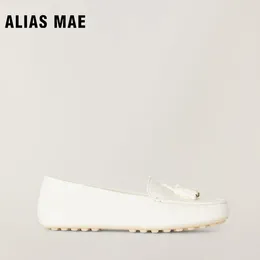 Casual Shoes ALIAS MAE Elegant Women's Metal Decoration Tassel Flat Bottom Classic LP Lefu Genuine Leather Lazy Bean