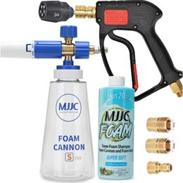 Upgrade Your Car Washing Experience with MJJC Foam Cannon S V3.0 Kit - Pressure Washer Gun with 3 Adapters and Quick Release 5 in 1 Spray Nozzle