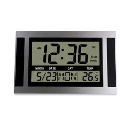 Clocks Digital Wall Clock LCD Large Temperature Calendar Alarm Wood Grain Table Clocks Modern Style Bell Thermometer Office