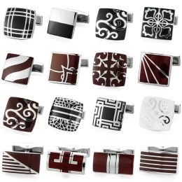 Links High quality French shirt cufflinks Black Red White Enamel Cuff Links Men's tie clip Cuff Links Jewellery gifts for successful men