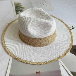 Wide Brim Hats Bucket Hats Fringe Brim Panama Hat Wide Brim Sun Hats for Women Str Fedoras Beach Hat Wide Brim Roll Up Str Hat Kentucky Dey Sun Hat J240425