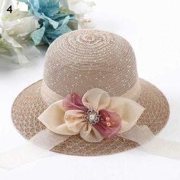 Wide Brim Hats Bucket Hats Womens Bow Str Hat Wide Brim Sun Hat Sun Protection C Womens Panama Cs Outdoor Ribbon Girl Summer Big Brim Hat J240425