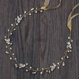 Wedding Hair Jewelry Vintage Gold Silver Color Headbands For Wedding Women Bride Crystal Tiara Hairbands Handmade Hair Jewelry Party Hair Accessories d240425