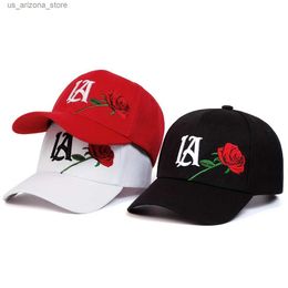 Ball Caps Fashion Rose Letter Embroidered Baseball Hat Mens Spring/Summer Sun Hat Cotton Buckle Hat Unisex Hip Hop Truck Hat Q240425