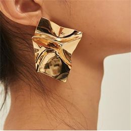 Creative and Personalised trendy earrings geometric irregularity mirror like temperament large earrings for women AB192