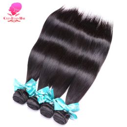 Perücken Jet Black #1 Farbe Brasilianer gerade Remy Hair Webe 3 4 Bündel 100% echtes menschliches Haar Doppelscheuchen Großhandel zum Verkauf Clearance