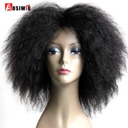 Wigs AOSI WIG Short Fluffy Hair Afro Kinky Curly Black Brown Natural Heat Resistant Synthetic Cosplay Wigs for Black Women