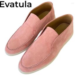 Casual Shoes Kid Suede High Top Flat Loafers For Lovers Round Toe Slip On Lazy Women Autumn Walking Couple