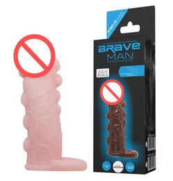 BAILE Penis Extender Sleeve Delay Ejaculation Cock Extensions Penis Enhancer Prolong Delay Rings Sex Toys For Men6091299