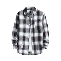 Men's Casual Shirts Plaid Male Top With Pocket Long Sleeve Shirt Blouse Regular Fit Brand Button Fashion 2024 Clothes