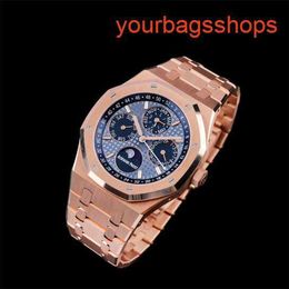 AP Wrist Watch Chronograph Royal Oak 26574OR Blue Plate Automatic Machinery Mens 41mm Gauge 18k Rose Gold Timepiece