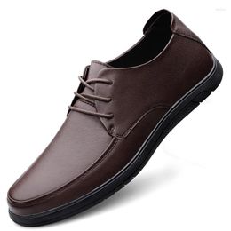 Casual Shoes Luxury Men Genuine Leather For Quality Flats Real Cow Soft Footwear Lace-up