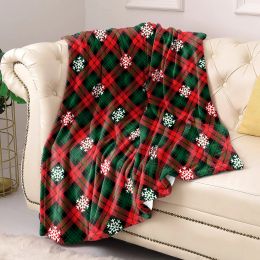 sets Christmas Plaid Blanket Winter Comfortable Warm Soft Flannel Throw Blanket for Sofa Decorative Home Bedding Holiday Gifts