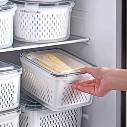 Food Savers Storage Containers Refrigerant storage box freezer manager fresh vegetable and fruit drainage basket container food kitchen H240425