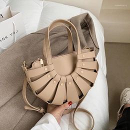 Bag 2024 Trendy Ladies Beige Handbag Cute Sac A Main Small White Rivet Designer Hollow Out Messenger Semicircular Purse