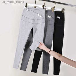 Maternity Bottoms Dense Thick Cotton Maternity Skinny Legging Adjustable Across V Belly Pants Clothes for Pregnant Women Autumn Spring PregnancyL2404