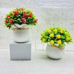 Decorative Flowers Artificial Flower Elegant Potted Plants With 31 Heads For Home Office Decor Faux Floral Room