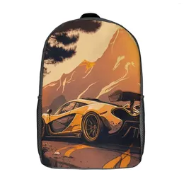 Backpack Powerful Sports Car Mountain Sun Style Backpacks Boy Daily Soft High School Bags Colourful Rucksack