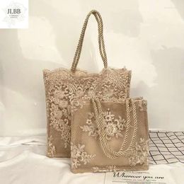 Bag Designer Champagne 2024 Luxury Lace Silk Ladies Shoulder For School Shopping Travel Handbag Lady