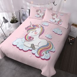 Pillow Smiley Unicorn Bedding Sets With Duvet Cover 3 Pieces Bedspreads With 2 Pillow Shams
