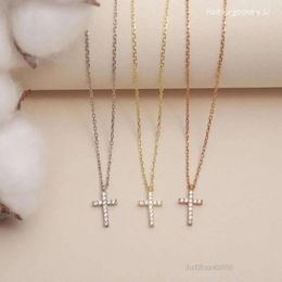 Pendant Necklaces Cubic Zirconia Cross Necklace Gold Plated Layering Jewelry Dainty for Women Religious Jewellery Gift