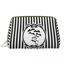 Storage Bags Stripes And Bats Cosmetic Bag Women Fashion Big Capacity Goth Occult Witch Halloween Makeup Case Beauty Toiletry