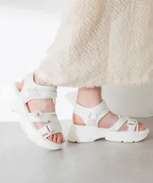 Dress Shoes Fashion Ins Magic Tape Women Platform Height Increasing Sandals Japan Zapatos Mujer Summer Ntiskid Chaussure Femme