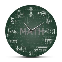 Clocks Green Chalkboard Math Formulas Wall Clock Hanging Wall Watch Back To School Science Mathematics Art Wall Decor Math Geek Gift