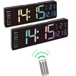 Clocks 12.6inch Digital Wall Clock Remote Control Temp Date Week Display Timer Countdown Table Clock Wallmounted Dual Alarms LED Clock