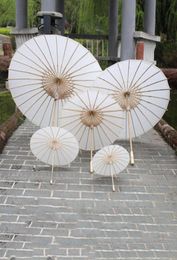 Bridal Wedding Parasols White Paper Umbrella Chinese Mini Ccraft 4 Diameter 20 30 40 60cm Umbrellas Whole4920190