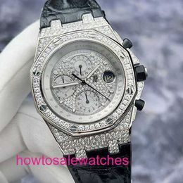Luxury AP Wrist Watch Royal Oak Offshore Series 26067BC Original Diamond Full Sky Star 18K Platinum Mens Watch 42mm