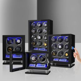 Cases Fingerprint Unlock Automatic Watch Winder with 3/4/6/8/12 slot Touchscreen Remote Control Mabuchi Motor Watch Safe Box