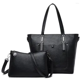 Shoulder Bags Women Large Capacity Pu Leather Tote Handbags Fashion Designer 2 Pieces Set Bag High Quality Female Messenger