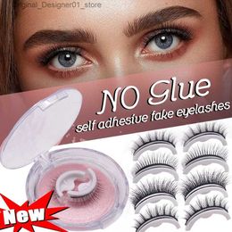 False Eyelashes Reusable self-adhesive eyelashes without glue natural multiple reversible adhesives false easy to apply makeup Q240425