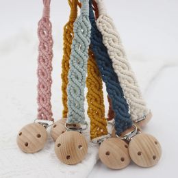 Accessories Vintage macrame Pacifier Clip Baby Cotton infinity Pacifier Chain for Newborn Teething Soother Chew Dummy Clips Hand Made