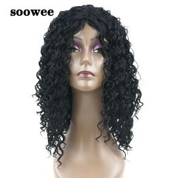 Wigs Soowee Medium Deep Curly Synthetic Hair Black Wig Party False Hair Cosplay Wigs for Black Women Hairpiece Hairstyle Wigsfemale