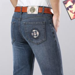 Designer di jeans maschile marchio di moda autunnale b pantaloni coreani slim fit pantaloni blu-grigio