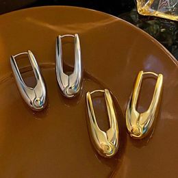 Hoop Earrings Fashion Gold Colour Geometric For Women Simple Metal Water Drop Smooth Chunky Huggie Jewellery